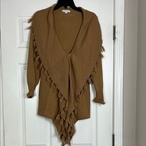 Boho Tassel Shawl Cardigan | Cozy Brown Open Front Sweater | Fall Layering Piece
